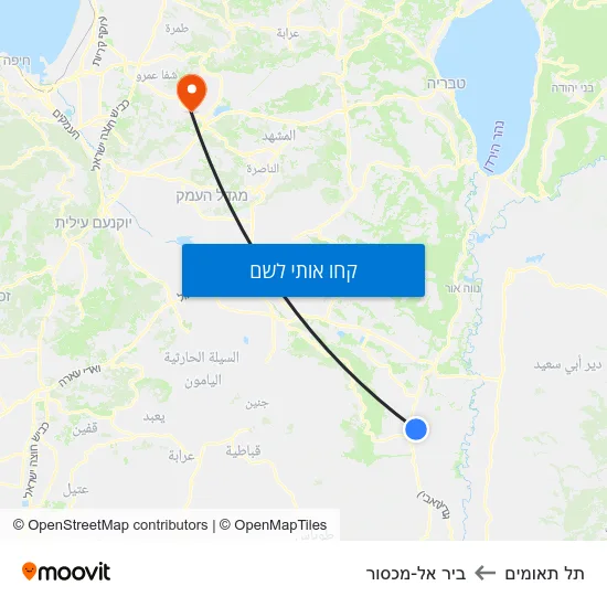 מפת תל תאומים לביר אל-מכסור