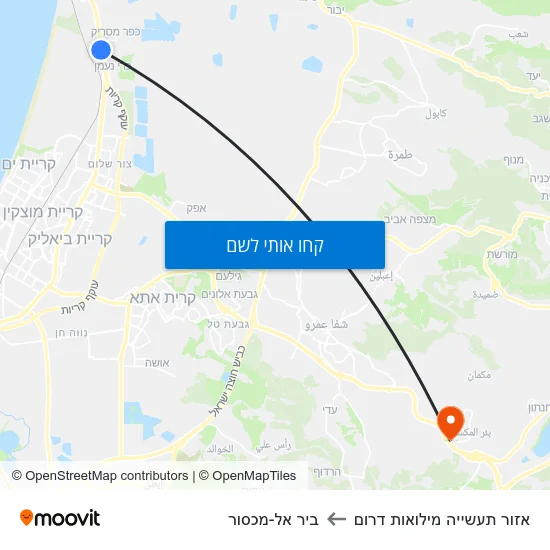 מפת אזור תעשייה מילואות דרום לביר אל-מכסור