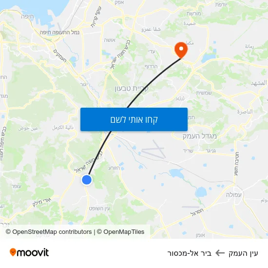 מפת עין העמק לביר אל-מכסור