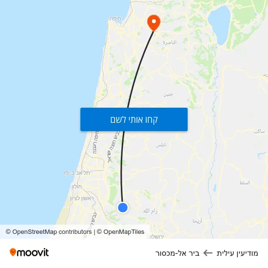מפת מודיעין עילית לביר אל-מכסור