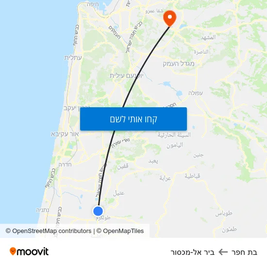 מפת בת חפר לביר אל-מכסור