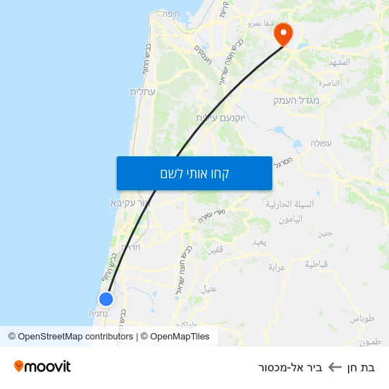 מפת בת חן לביר אל-מכסור