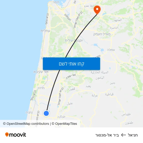 מפת חניאל לביר אל-מכסור