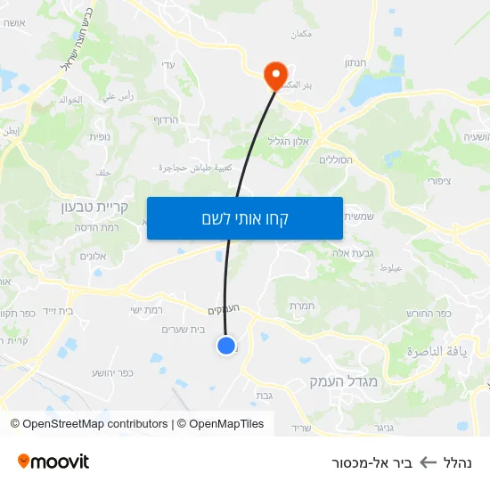 מפת נהלל לביר אל-מכסור