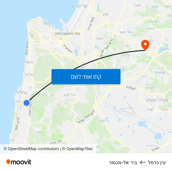 מפת עין כרמל לביר אל-מכסור