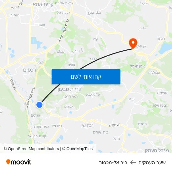 מפת שער העמקים לביר אל-מכסור