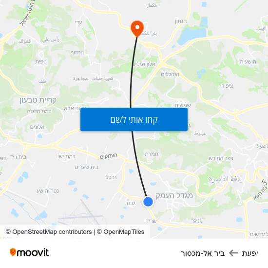 מפת יפעת לביר אל-מכסור