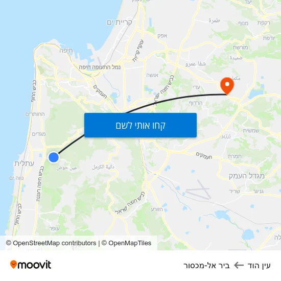 מפת עין הוד לביר אל-מכסור