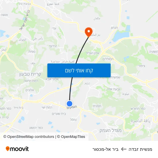 מפת מנשית זבדה לביר אל-מכסור