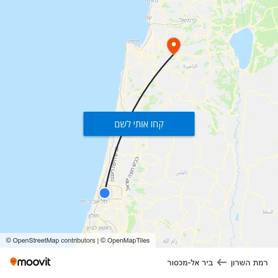 מפת רמת השרון לביר אל-מכסור