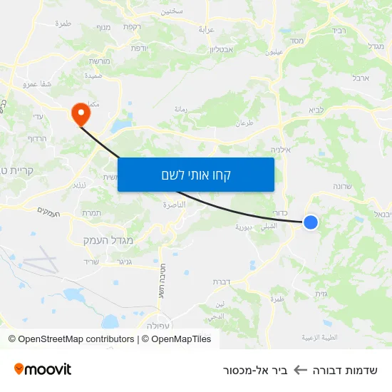 מפת שדמות דבורה לביר אל-מכסור