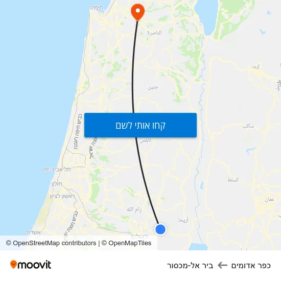 מפת כפר אדומים לביר אל-מכסור