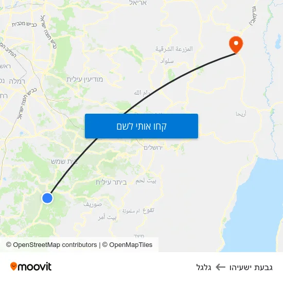 מפת גבעת ישעיהו לגלגל