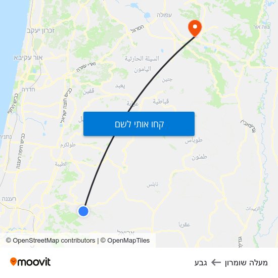 מפת מעלה שומרון לגבע