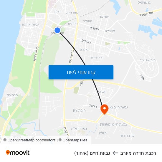 מפת רכבת חדרה מערב לגבעת חיים (איחוד)