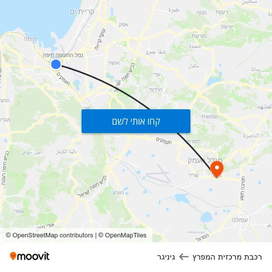 מפת רכבת מרכזית המפרץ לגיניגר