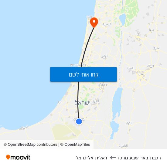 מפת רכבת באר שבע מרכז לדאלית אל-כרמל