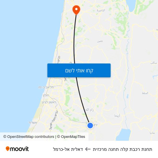 מפת תחנת רכבת קלה תחנה מרכזית לדאלית אל-כרמל