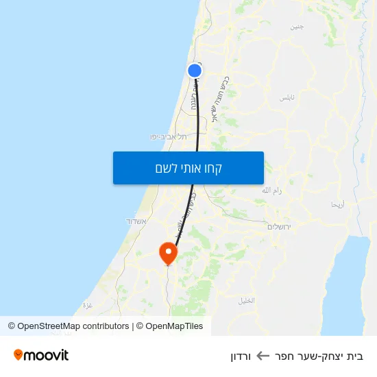 מפת בית יצחק-שער חפר לורדון