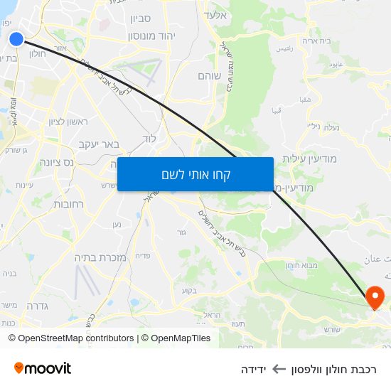 מפת רכבת חולון וולפסון לידידה