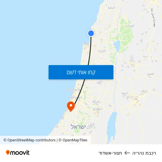 מפת רכבת נהריה לחצור-אשדוד