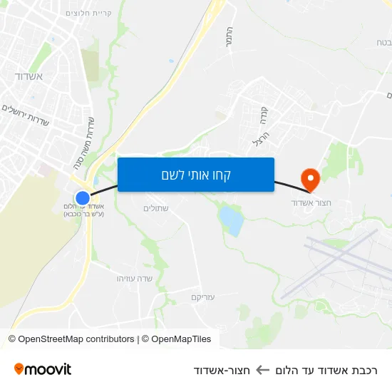 מפת רכבת אשדוד עד הלום לחצור-אשדוד