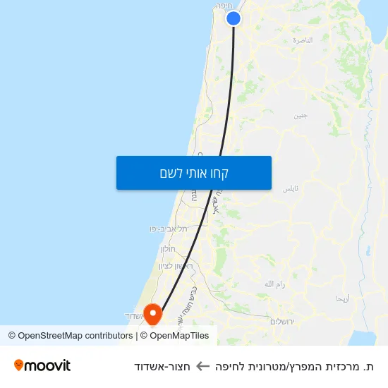 מפת ת. מרכזית המפרץ/מטרונית לחיפה לחצור-אשדוד