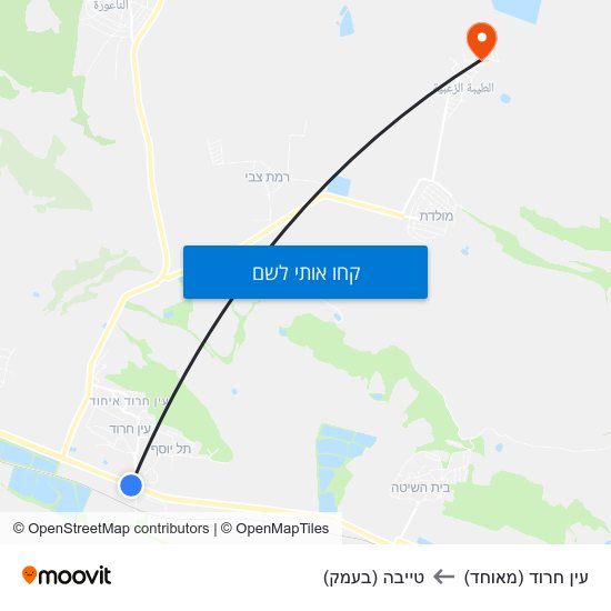 מפת עין חרוד (מאוחד) לטייבה (בעמק)