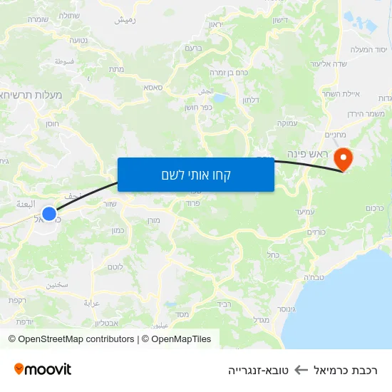 מפת רכבת כרמיאל לטובא-זנגרייה