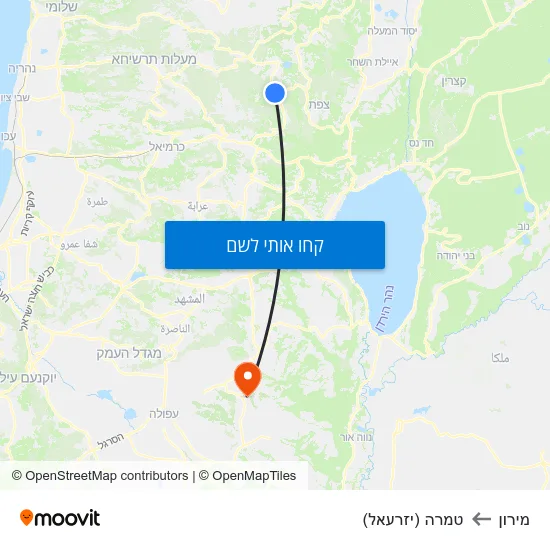 מפת מירון לטמרה (יזרעאל)