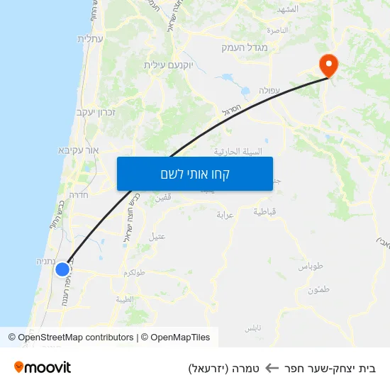 מפת בית יצחק-שער חפר לטמרה (יזרעאל)