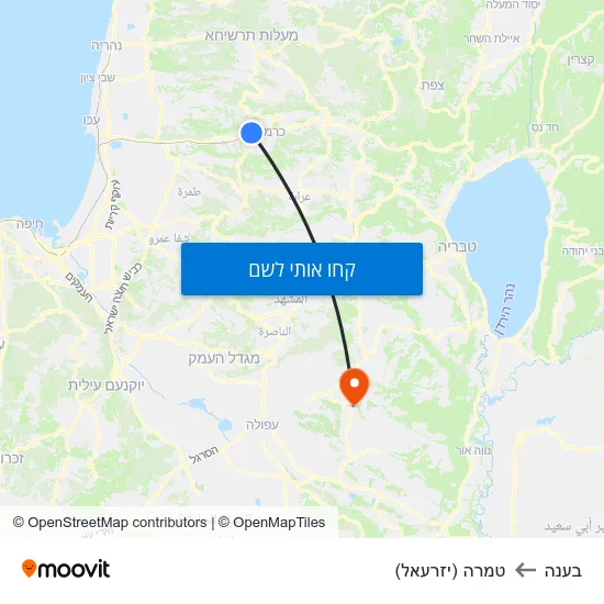 מפת בענה לטמרה (יזרעאל)