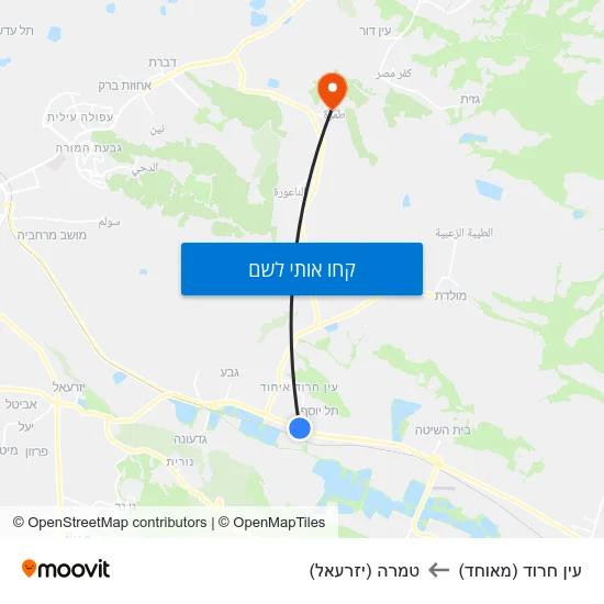 מפת עין חרוד (מאוחד) לטמרה (יזרעאל)