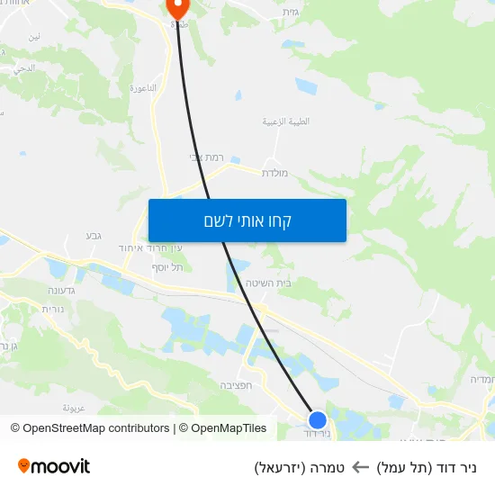 מפת ניר דוד (תל עמל) לטמרה (יזרעאל)