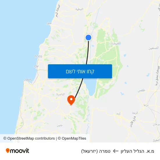 מפת מ.א. הגליל העליון לטמרה (יזרעאל)