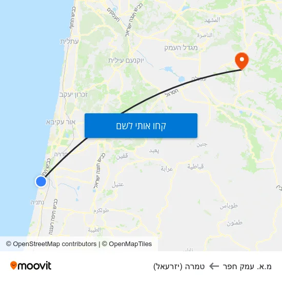 מפת מ.א. עמק חפר לטמרה (יזרעאל)