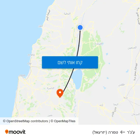 מפת ע'ג'ר לטמרה (יזרעאל)