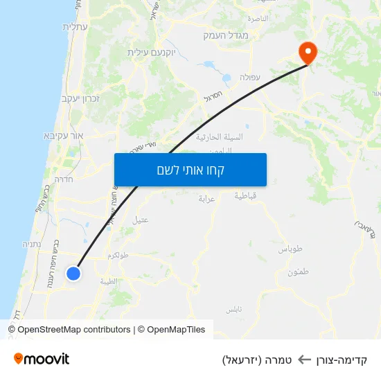 מפת קדימה-צורן לטמרה (יזרעאל)