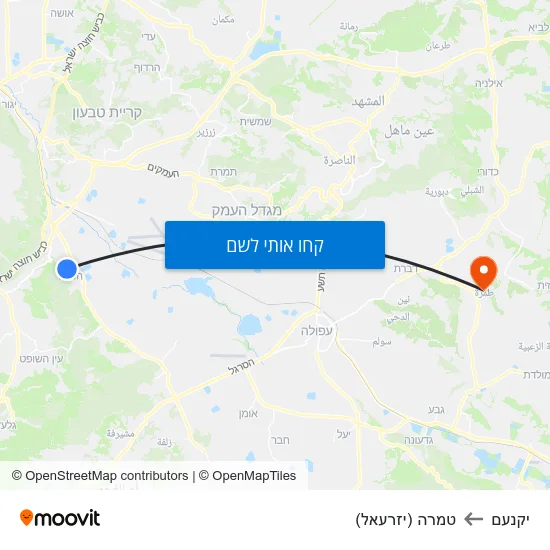 מפת יקנעם לטמרה (יזרעאל)