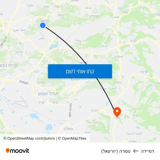 מפת דמיידה לטמרה (יזרעאל)