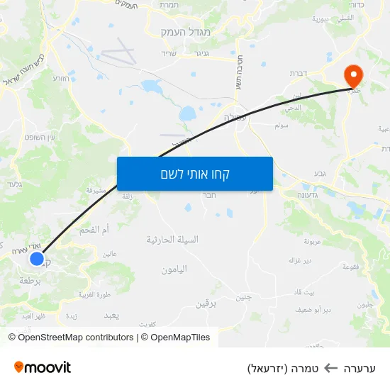 מפת ערערה לטמרה (יזרעאל)