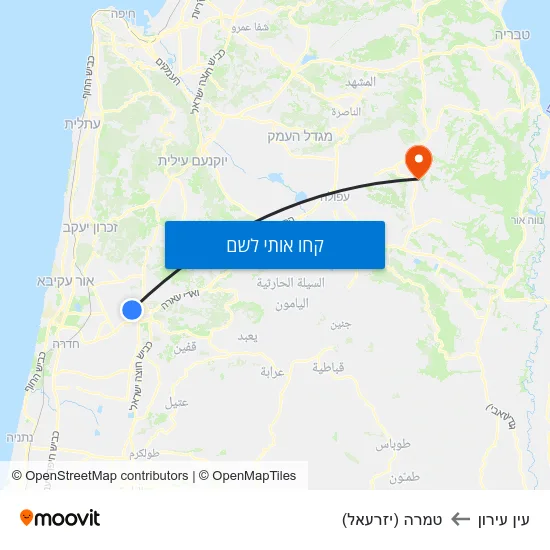 מפת עין עירון לטמרה (יזרעאל)