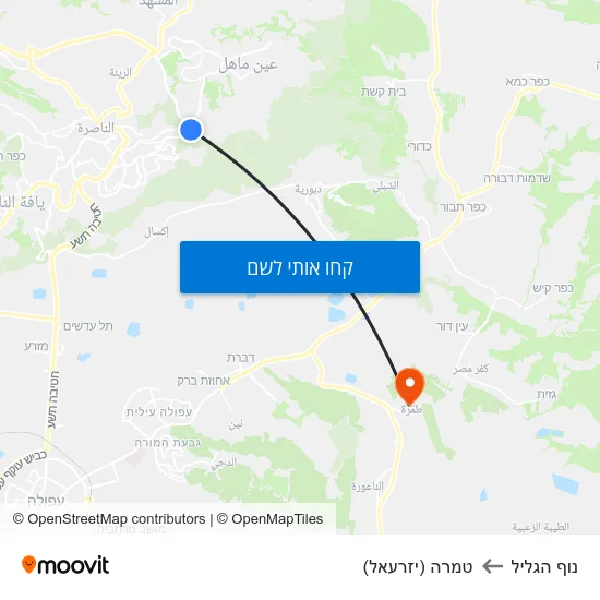 מפת נוף הגליל לטמרה (יזרעאל)