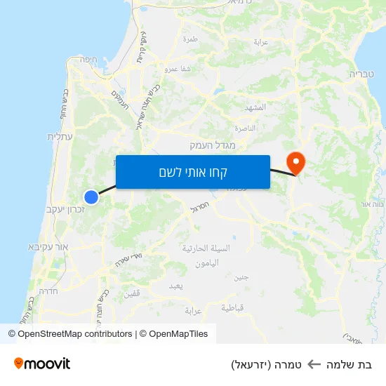 מפת בת שלמה לטמרה (יזרעאל)