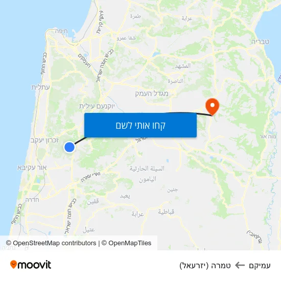 מפת עמיקם לטמרה (יזרעאל)