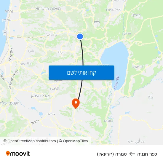 מפת כפר חנניה לטמרה (יזרעאל)