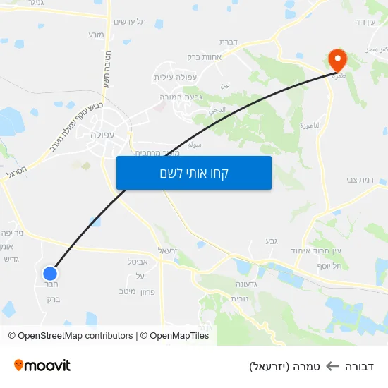 מפת דבורה לטמרה (יזרעאל)
