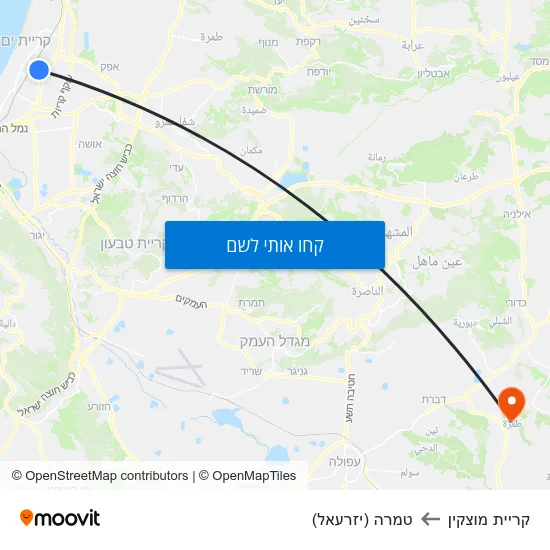 מפת קריית מוצקין לטמרה (יזרעאל)