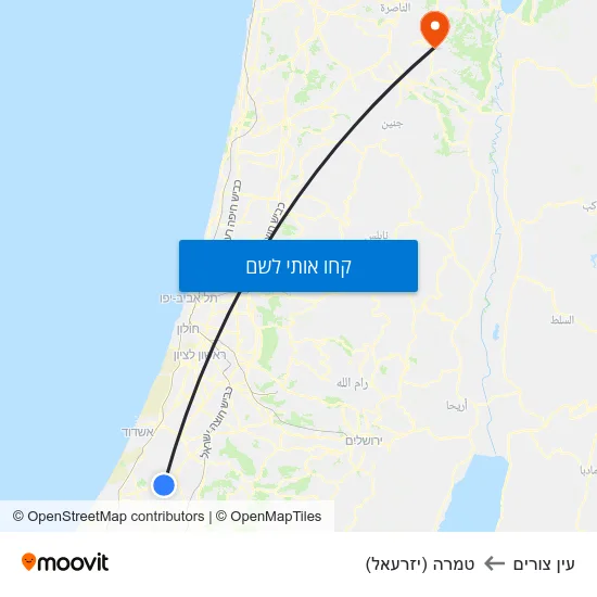 מפת עין צורים לטמרה (יזרעאל)
