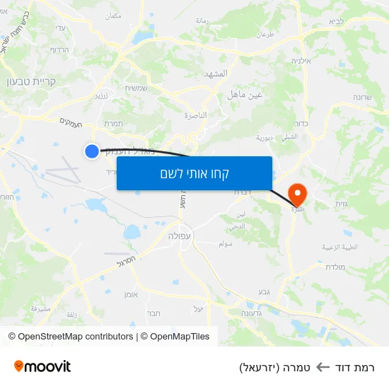 מפת רמת דוד לטמרה (יזרעאל)